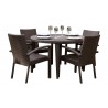 Hospitality Rattan Patio Soho 5-Piece Round Dining Arm Chair Set with Cushions 001