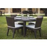 Hospitality Rattan Patio Soho Soho 5-Piece Round Dining Side Chair Set with Cushions 