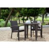 Hospitality Rattan Patio Soho 3-Piece Dining Arm Chair Bistro Set with Cushions