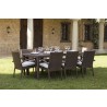 Hospitality Rattan Patio Soho 9-Piece Rectangular Dining Arm Chair Set with Cushions
