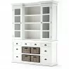 Nova Solo Halifax Mahogany White Distressed Finish Library / Kitchen Hutch with Basket Set and Glass Vitrines - Front Side Angle - Nova Solo Halifax Mahogany White Distressed Finish Library / Kitchen Hutch with Basket Set and Glass Vitrines - Front Side Angle