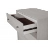 Alpine Furniture Flynn Mid Century Modern 3 Drawer Small Chest, Grey - Closeup Opened Angle