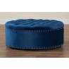 Baxton Studio Iglehart Modern and Contemporary Royal Blue Velvet Fabric Upholstered Tufted Cocktail Ottoman - Front Lifestyle