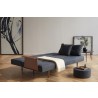 Recast Sofa With Walnut Arms and Nist Blue Fabric - Folded - Recast Sofa With Walnut Arms and Nist Blue Fabric - Folded