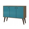 Bromma 35.43" Buffet Stand with 3 Shelves and 3 Doors in Oak and Aqua