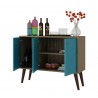 Bromma 35.43" Buffet Stand with 3 Shelves and 3 Doors in Oak and Aqua