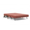 Innovation Living Cubed Full Size Sofa Bed With Dark Wood Legs - Cordufine Rust - Angled Fully Folded