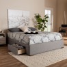 Baxton Studio Leni Upholstered Platform Storage Bed Frame - Light Grey