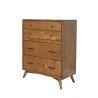 Alpine Furniture Flynn Mid Century Modern 4 Drawer Chest in Acorn - Angled