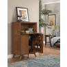 Alpine Furniture Flynn Large Bar Cabinet in Acorn - Angled with Opened Drawer