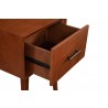 Alpine Furniture Flynn End Table In Acorn - Drawer Top Angled