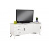 Flynn Large TV Console in White - Angled with Television