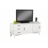 Flynn Large TV Console in White - Angled with Television - Flynn Large TV Console in White - Angled with Television