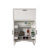 Alpine Furniture Flynn Large Bar Cabinet in White - Front with Opened Drawer