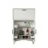 Alpine Furniture Flynn Large Bar Cabinet in White - Front with Opened Drawer - Alpine Furniture Flynn Large Bar Cabinet in White - Front with Opened Drawer