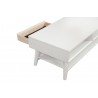 Alpine Furniture Flynn Coffee Table in White - Back Angled Drawer Opened