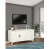 Alpine Furniture Flynn Sideboard in White - Lifestyle with TV - Alpine Furniture Flynn Sideboard in White - Lifestyle with TV