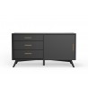 Alpine Furniture Flynn Small TV Console in Black - Front with Opened Drawer