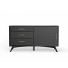 Alpine Furniture Flynn Small TV Console in Black - Front with Opened Drawer - Alpine Furniture Flynn Small TV Console in Black - Front with Opened Drawer