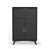 Alpine Furniture Flynn Large Bar Cabinet in Black - Front