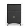 Alpine Furniture Flynn Large Bar Cabinet in Black - Front - Alpine Furniture Flynn Large Bar Cabinet in Black - Front