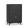 Alpine Furniture Flynn Large Bar Cabinet in Black - Angled