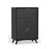 Alpine Furniture Flynn Large Bar Cabinet in Black - Angled - Alpine Furniture Flynn Large Bar Cabinet in Black - Angled