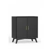 Flynn Small Bar Cabinet in Acorn oin Black - Angled - Flynn Small Bar Cabinet in Acorn oin Black - Angled