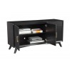 Alpine Furniture Flynn Sideboard in Black - Angled and Opened Drawer