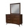 Alpine Furniture Flynn Dresser in Walnut - Angled with Mirror
