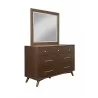 Alpine Furniture Flynn Mirror in Walnut - Angled with Table - Alpine Furniture Flynn Mirror in Walnut - Angled with Table