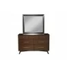Alpine Furniture Flynn Mirror in Walnut - Front with Table - Alpine Furniture Flynn Mirror in Walnut - Front with Table