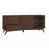 Alpine Furniture Flynn Large TV Console in Walnut - Angled and Opened Drawer - Alpine Furniture Flynn Large TV Console in Walnut - Angled and Opened Drawer