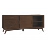Alpine Furniture Flynn Large TV Console in Walnut - Opened Drawer