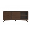 Alpine Furniture Flynn Large TV Console in Walnut - Front with Opened Drawer