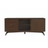 Alpine Furniture Flynn Large TV Console in Walnut - Front wiht Middle Closed - Alpine Furniture Flynn Large TV Console in Walnut - Front wiht Middle Closed
