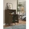Alpine Furniture Flynn Large Bar Cabinet in Walnut - Lifestyle with Opened Drawers - Alpine Furniture Flynn Large Bar Cabinet in Walnut - Lifestyle with Opened Drawers