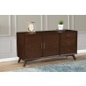 Alpine Furniture Flynn Sideboard in Walnut - Angled Lifestyle