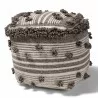 Baxton Studio Eligah Moroccan Inspired Ivory and Brown Handwoven Wool Pouf Ottoman - Side - Baxton Studio Eligah Moroccan Inspired Ivory and Brown Handwoven Wool Pouf Ottoman - Side
