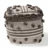 Baxton Studio Eligah Moroccan Inspired Ivory and Brown Handwoven Wool Pouf Ottoman - Front - Baxton Studio Eligah Moroccan Inspired Ivory and Brown Handwoven Wool Pouf Ottoman - Front