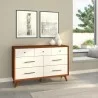 Alpine Furniture Flynn Dresser in Acorn/White - With Double Glass - Alpine Furniture Flynn Dresser in Acorn/White - With Double Glass