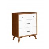 Alpine Furniture Flynn 3 Drawer Two Tone Small Chest in Acorn/White - Angled View