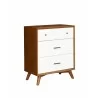 Alpine Furniture Flynn 3 Drawer Two Tone Small Chest in Acorn/White - Angled View - Alpine Furniture Flynn 3 Drawer Two Tone Small Chest in Acorn/White - Angled View