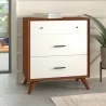 Alpine Furniture Flynn 3 Drawer Two Tone Small Chest in Acorn/White - Angled Lifestyle - Alpine Furniture Flynn 3 Drawer Two Tone Small Chest in Acorn/White - Angled Lifestyle
