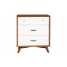 Alpine Furniture Flynn 3 Drawer Two Tone Small Chest in Acorn/White - Front