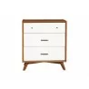 Alpine Furniture Flynn 3 Drawer Two Tone Small Chest in Acorn/White - Front - Alpine Furniture Flynn 3 Drawer Two Tone Small Chest in Acorn/White - Front