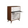  Alpine Furniture Flynn Chest in Acorn/White - Angled with Drawer Out