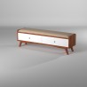 Alpine Furniture Flynn Bench in Acorn and White - Angled View