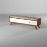 Alpine Furniture Flynn Bench in Acorn and White - Angled View - Alpine Furniture Flynn Bench in Acorn and White - Angled View