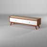 Alpine Furniture Flynn Bench in Acorn/White - Angled View